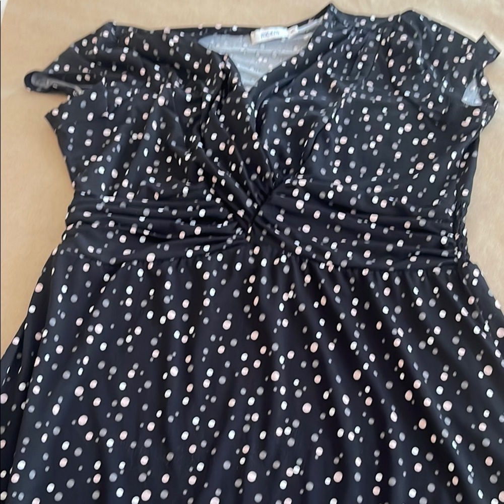 Ricki's Black and White Ruched Tie Front Midi Dress